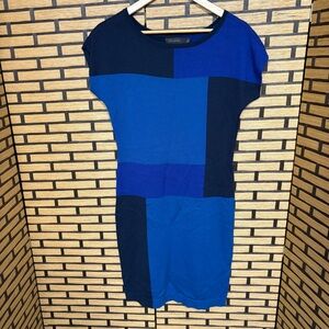 The Limited Blue Color‎ Block Wool Blend Sweater Dress Size Small